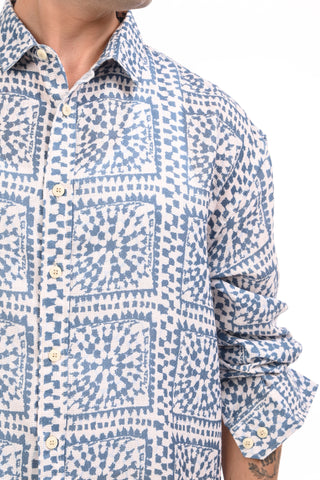 Regal Blue Bold Print Oversized Shirt