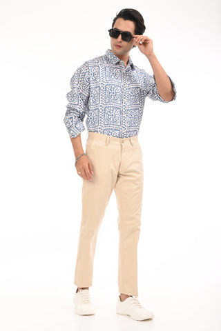 Cream Slim Fit Cotton Chinos