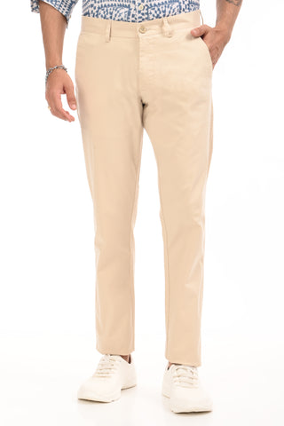 Cream Slim Fit Cotton Chinos