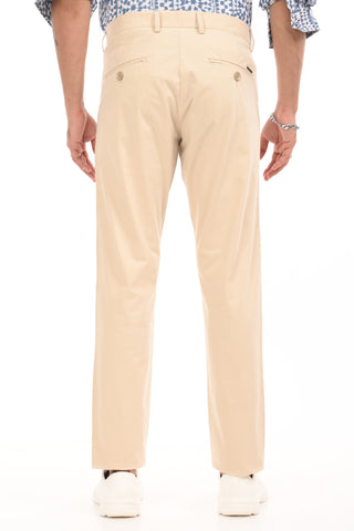 Cream Slim Fit Cotton Chinos