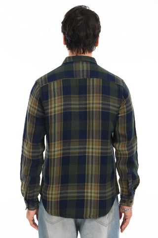 Checkered Navy Heavyweight Pure Cotton Shirt