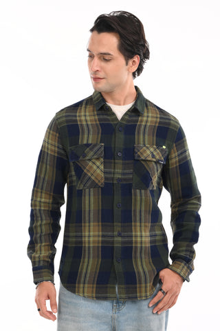 Checkered Navy Heavyweight Pure Cotton Shirt