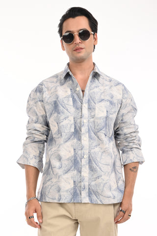 Enigmatic Blue Oversized Cotton Shirt