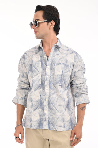 Enigmatic Blue Oversized Cotton Shirt