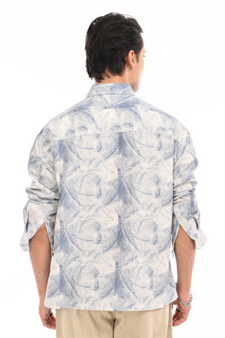 Enigmatic Blue Oversized Cotton Shirt