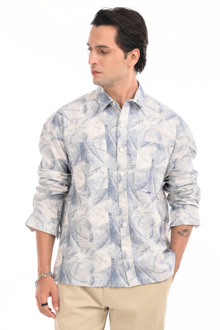 Enigmatic Blue Oversized Cotton Shirt