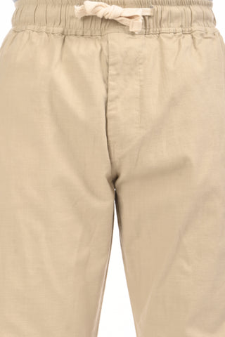 Beige Linen Blend Straight Fit Trouser