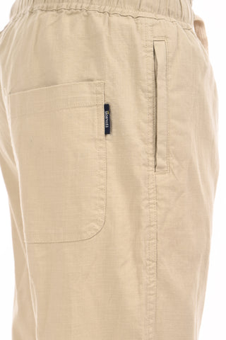 Beige Linen Blend Straight Fit Trouser