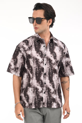 Grey Digital Printed Oversized Shirt