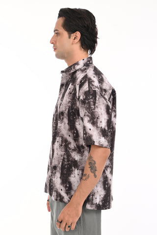 Grey Digital Printed Oversized Shirt