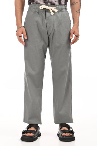 Dark Gray Linen Blend Straight Fit Trouser