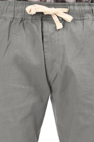 Dark Gray Linen Blend Straight Fit Trouser