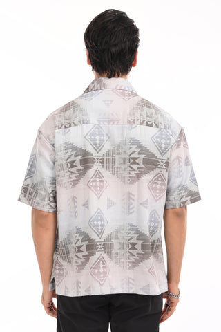 Eclipse Mirage Grey Printed Oversized Shirt