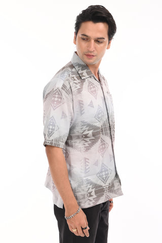 Eclipse Mirage Grey Printed Oversized Shirt