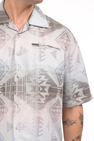 Eclipse Mirage Grey Printed Oversized Shirt