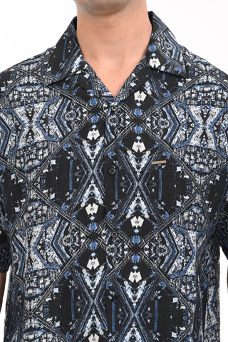 Aurora Ink Printed Blue Oversized Shirt