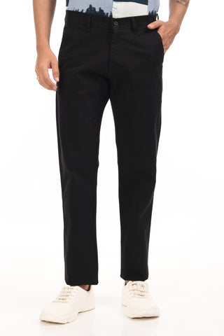 Jet Black Slim Fit Cotton Chinos