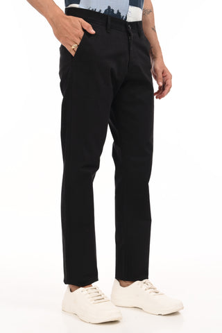 Jet Black Slim Fit Cotton Chinos