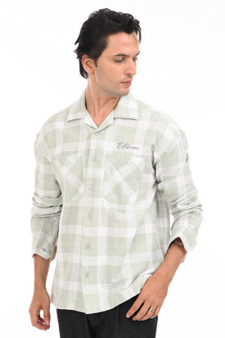 Lime Green Grid Oversized Checkered Shirt