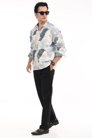 Aqua Printed Cotton Oversized Shirt - model_poseposition_of_shirtporduct_type