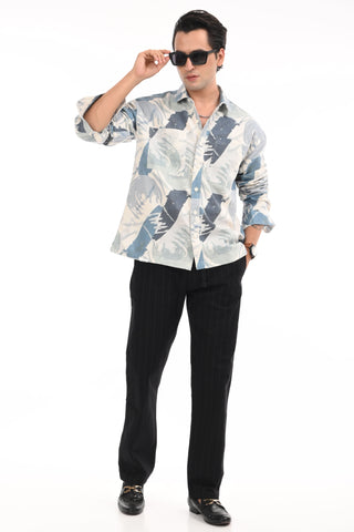 Aqua Printed Cotton Oversized Shirt - model_poseposition_of_shirtporduct_type