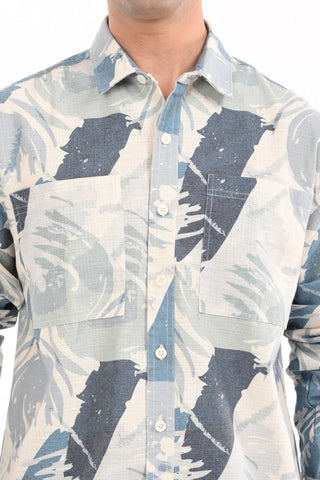 Aqua Printed Cotton Oversized Shirt - model_poseposition_of_shirtporduct_type