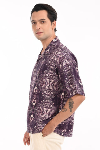 Aurora Ink Printed Violet Oversized Shirt - model_poseposition_of_shirtporduct_type