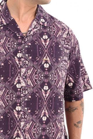 Aurora Ink Printed Violet Oversized Shirt - model_poseposition_of_shirtporduct_type