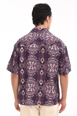 Aurora Ink Printed Violet Oversized Shirt - model_poseposition_of_shirtporduct_type