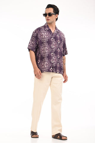 Aurora Ink Printed Violet Oversized Shirt - model_poseposition_of_shirtporduct_type