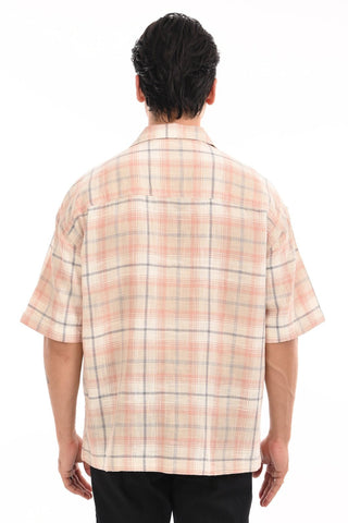 Autumn Sunset Checkered Oversized Cotton Shirt - model_poseposition_of_shirtporduct_type