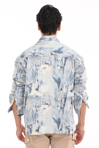 Ballad Blue Pure Cotton Zipper Shirt - model_poseposition_of_shirtporduct_type