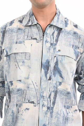 Ballad Blue Pure Cotton Zipper Shirt - model_poseposition_of_shirtporduct_type