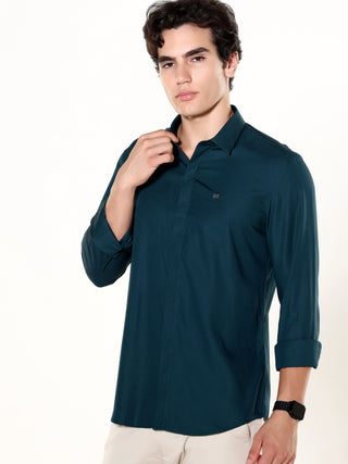 Blue Seamless Solid Shirt - model_poseposition_of_shirtporduct_type