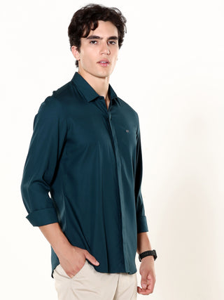 Blue Seamless Solid Shirt - model_poseposition_of_shirtporduct_type