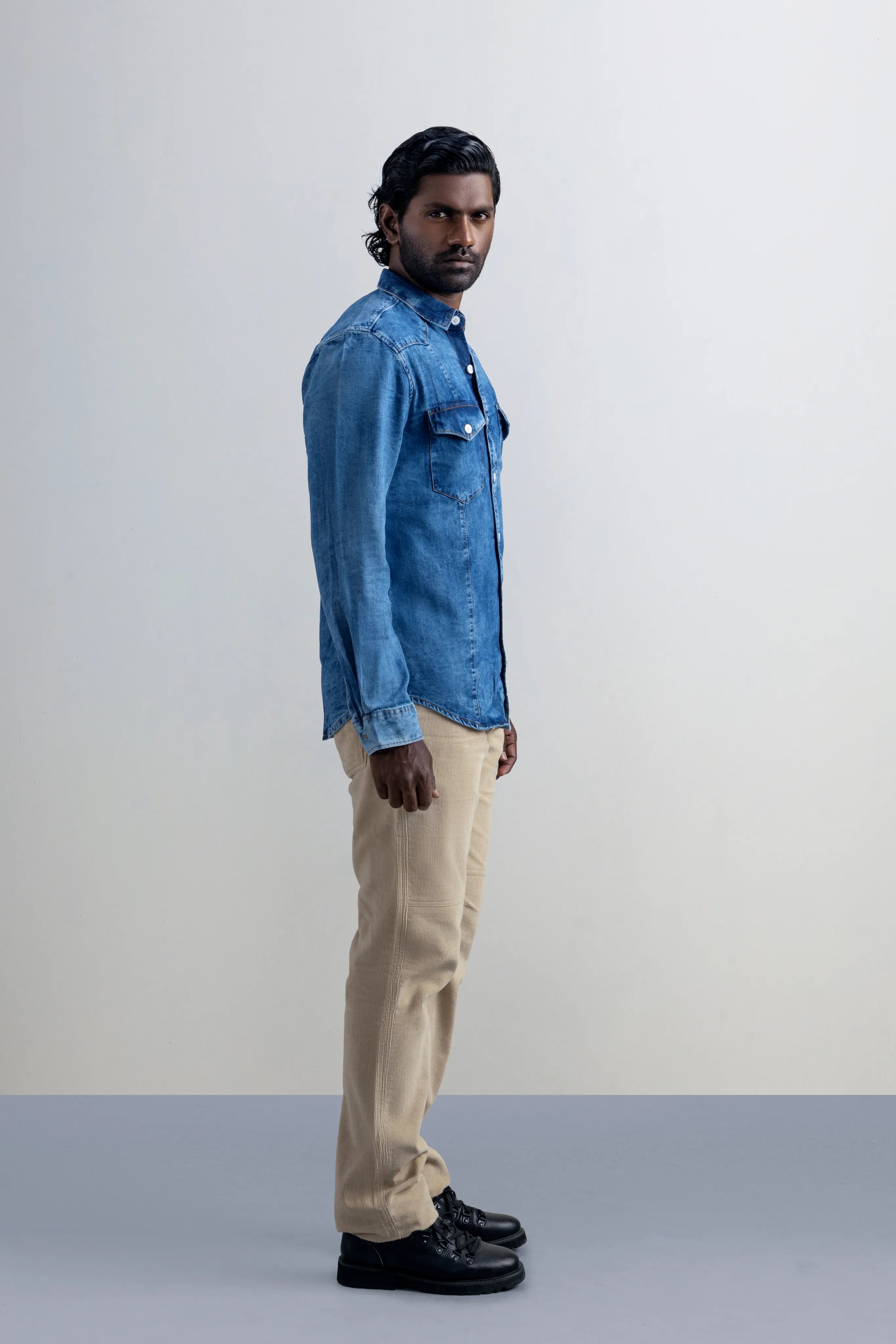 Blueward Denim Shirt - model_poseposition_of_shirtporduct_type