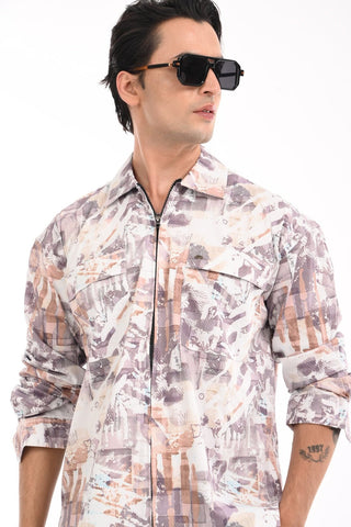 Bold Copper Zipper Casual Shirt - model_poseposition_of_shirtporduct_type