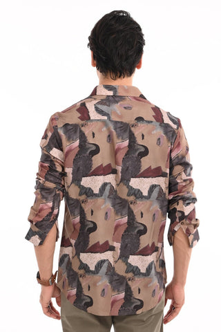 Brown Multicolor Digital Print Shirt - model_poseposition_of_shirtporduct_type