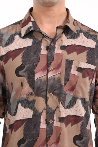 Brown Multicolor Digital Print Shirt - model_poseposition_of_shirtporduct_type