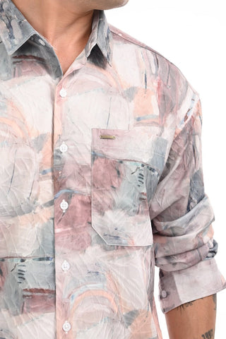 Brown Multicolor Digital Printed Textured Shirt - model_poseposition_of_shirtporduct_type