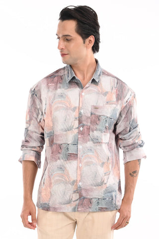 Brown Multicolor Digital Printed Textured Shirt - model_poseposition_of_shirtporduct_type