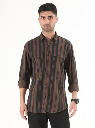 Brown With Black Striped Shirt - model_poseposition_of_shirtporduct_type