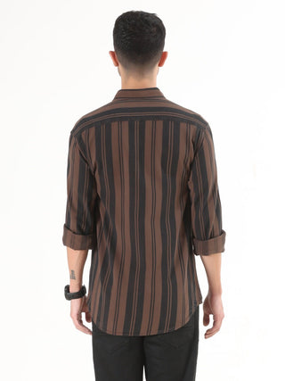 Brown With Black Striped Shirt - model_poseposition_of_shirtporduct_type