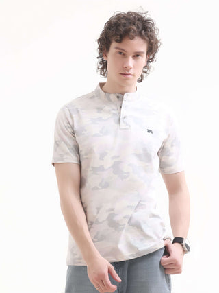 Camo Blush White Henley T-shirt - model_poseposition_of_shirtporduct_type
