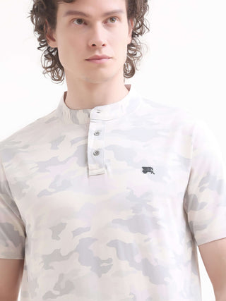 Camo Blush White Henley T-shirt - model_poseposition_of_shirtporduct_type