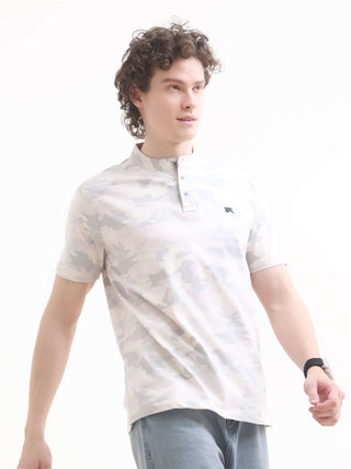 Camo Blush White Henley T-shirt - model_poseposition_of_shirtporduct_type