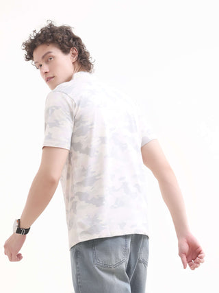 Camo Blush White Henley T-shirt - model_poseposition_of_shirtporduct_type