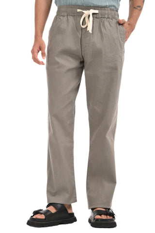 Carbon Grey Linen Blend Straight Fit Trousers - model_poseposition_of_shirtporduct_type