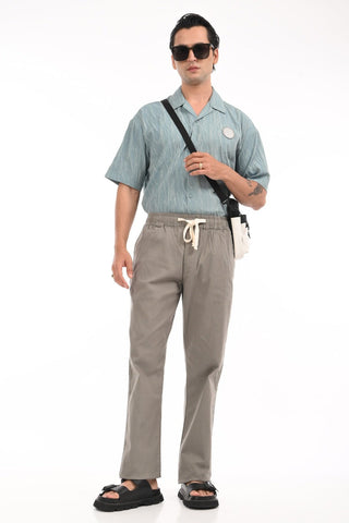 Carbon Grey Linen Blend Straight Fit Trousers - model_poseposition_of_shirtporduct_type