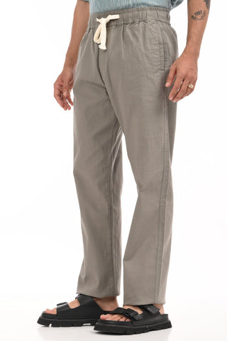 Carbon Grey Linen Blend Straight Fit Trousers - model_poseposition_of_shirtporduct_type